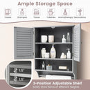 Grey Wall-Mounted Bathroom Medicine Cabinet with Louver Doors and Towel Bar