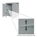 Bathroom Linen Cabinet with Storage Shelf in Grey Wood Finish