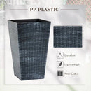 Set of 3 - Grey Faux Rattan Plastic Tall Large Flower Pots