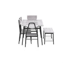 Modern 6-Piece Dining Set with Grey Wood Top Table 4 Chairs and Storage Bench