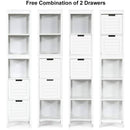 Bathroom Cabinet Tower with 2 Storage Drawers and 3 Shelves in White Wood Finish