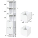 Bathroom Cabinet Tower with 2 Storage Drawers and 3 Shelves in White Wood Finish