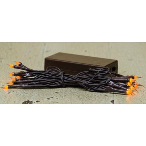 Amber Silicone Mini Lights Brown Cord 20 ct