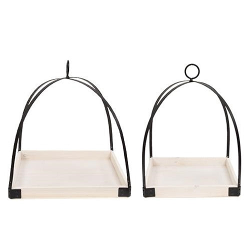 2/Set White Rectangular Bottom Diagonal Frame Lanterns