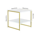 Industrial Modern Gold Metal White Wood Top Nightstand End Table with Shelf