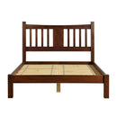 Queen Farmhouse Style Solid Wood Platform Bed Frame with Headboard in Cherry