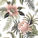 Contemporary White Wallpaper with Gentle Flowers Smart