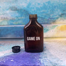 Game On Amber Mini Flask | Fathers Day, Dad Gift, Sports Themed Liquor Bottle | Glass