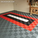 Garage Tile - <b>RED</b> - Interlocking PP Flooring - High End Polypropylene | 100% Recyclable | DECKO <b>DURANTE</b> (15.8" x 15.8" x  0.7" tile)