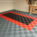 Garage Tile - <b>RED</b> - Interlocking PP Flooring - High End Polypropylene | 100% Recyclable | DECKO <b>DURANTE</b> (15.8" x 15.8" x  0.7" tile)