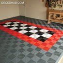 Garage Tile - <b>RED</b> - Interlocking PP Flooring - High End Polypropylene | 100% Recyclable | DECKO <b>DURANTE</b> (15.8" x 15.8" x  0.7" tile)