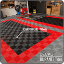 Garage Tile - <b>RED</b> - Interlocking PP Flooring - High End Polypropylene | 100% Recyclable | DECKO <b>DURANTE</b> (15.8" x 15.8" x  0.7" tile)