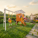 Forest Small Outdoor Toddler Swing Set | Compact Wooden Swing Frame for Babies & Kids