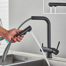 Matte black kitchen water purifier faucet with pull out spray mixer