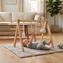 Lilac Wooden Baby Gym | Montessori Infant Play Gym with Hanging Toys