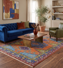 Hand Knotted Rust And Blue Traditional Multi Size Antique Wool Area Rug