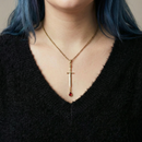 Gold Blood Drop Sword Necklace | Edgy Gothic Pendant on Adjustable Chain