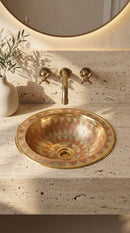 Round Bathroom Sink - Moroccan Copper & Brass Sink