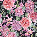 Elegant Modern Pink Flowers on Dark Wallpaper