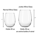 Best Age Ever Jumbo Stemless Wine Glass in Blue | 30 Oz. | Holds an Entire Bottle of Wine