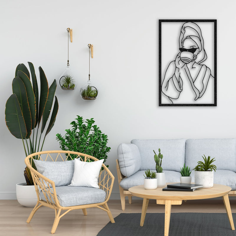 Lady With Coffee Metal Wall Art