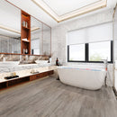 SPC Vinyl Rigid Core 7" Width 60" RL, 6mm Thick, 1.5mm IXPE Gilded Slate Amare Floors - Mazzia Collection Product shoot Wash room  view 