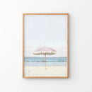 Girl's Nursery Wall Decor. Pink Umbrella, Blue Ocean