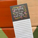 Give Yourself The Best Of You List Notepad with Floral Design | 9.5" x 2.75" | Holds to Fridge with Strong Magnet