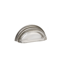 Nickel Lew's 3" Glass Cabinet Cup Pull (Clear/Brushed Nickel)
