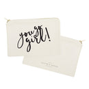 You Go Girl Cotton Canvas Cosmetic Bag