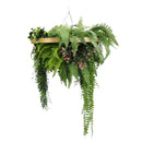 Artificial Roof Hanging Disc Draping Plant Arrangement 29.5in long – Gold Frame – UV Resistant