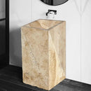 Gold Travertine Rectangular Pedestal Sink Honed 14x21.5x33.5
