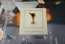 Martini Glass Gold Lapel Pin