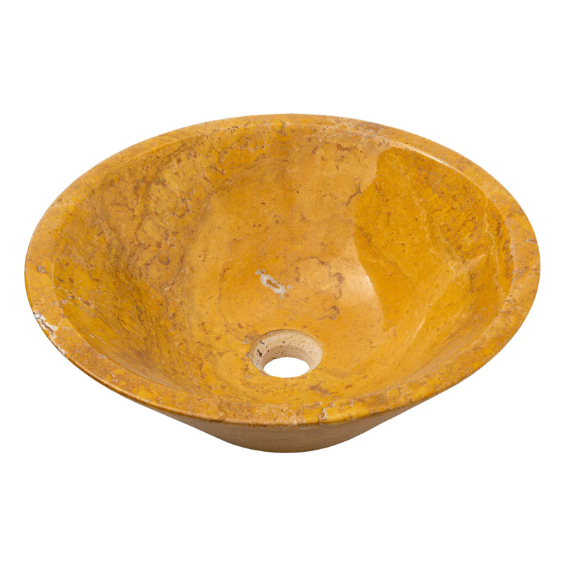 Golden Sienna Travertine V-Shape Tapered Above Vanity Bathroom Sink Polished (D)16" (H)6" angle view