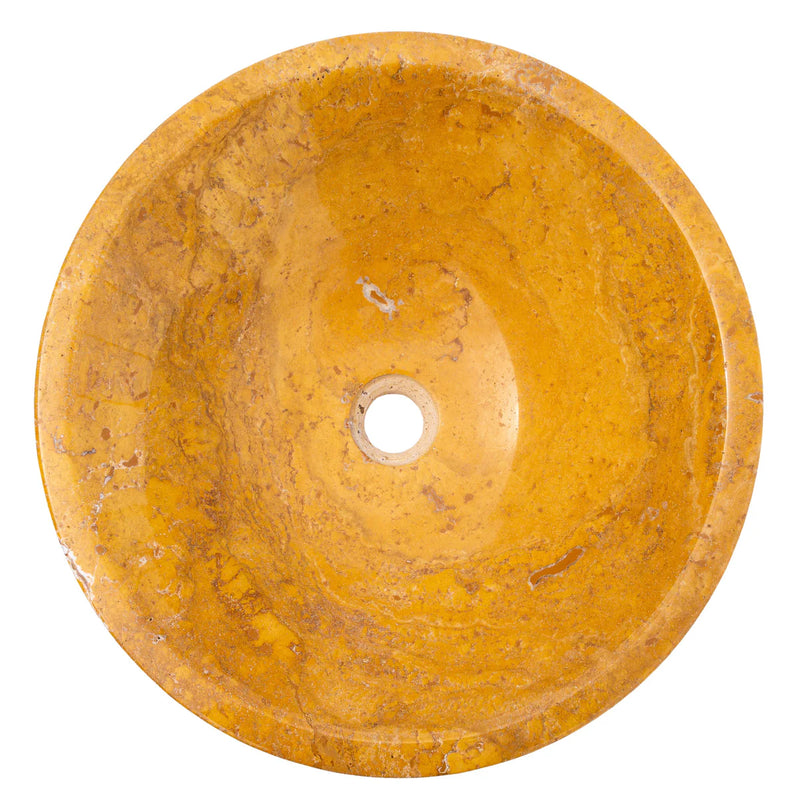 Golden Sienna Travertine V-Shape Tapered Above Vanity Bathroom Sink Polished (D)16" (H)6" top view