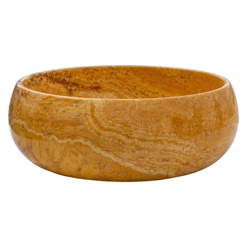 Golden Sienna Travertine Natural Stone Vessel Sink Filled and Polished (D)16" (H)6" side view