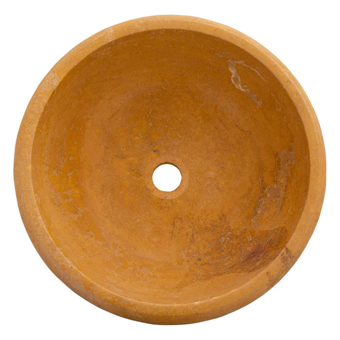 Golden Sienna Natural Stone Travertine Drop-in Vessel Sink Honed and Filled (D)16" (H)6" top view