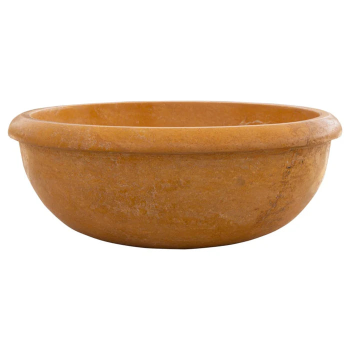 Golden Sienna Natural Stone Travertine Drop-in Vessel Sink Honed and Filled (D)16" (H)6" side view