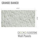 Flexible 3D Stone Wall Panels - GRANDE BIANCO - Box of 5 serial panels (47.2" x 23.6") 38.75 sqft coverage | DECKO Flexistone