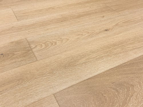 Engineered Hardwood European Oak 7.5" Wide, 74.8" RL, 0.59" Thick Wirebrushed Andaz Grant Beige - Mazzia Collection angle view 2