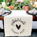 Grateful Hearts Gather Here Cotton Canvas Table Runner
