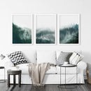 Large Foggy Forest Wall Art Set. Scandinavian Decor