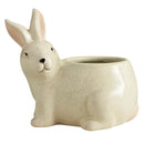 Green Rabbit Small Ceramic Planter | Cute Forest Bunny Shaped Succulents Flower Pot | 3" x 5"