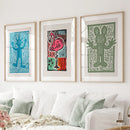 Colorful Trendy Groovy Wall Art. Poster Set Decor