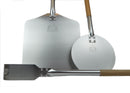 Round Pizza Peel Long Handle | Turning Pizza Peel Paddle with Leather Strap and Detachable Wood Handle - Bakeware & Pizza Oven Accessories - 9 in