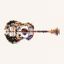 Guitar Sunset with Palm Trees Metal Art