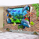 DecorBites™ Dolphin Psychedelic Tapestry: Bohemian Underwater Wall Hanging for Home Decoration