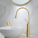DecorBites™ Gold & Marble Basin Faucet: Single Handle Swivel Sink Water Crane