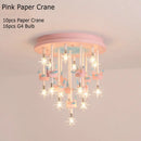 DecorBites™ Kids Resin Horse Paper Crane Ceiling Light - Blue Pink LED Bedroom Lamp