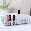 DecorBites™ Crystal Glass Mirror Tray Cosmetic Jewelry Organizer Shelf Storage